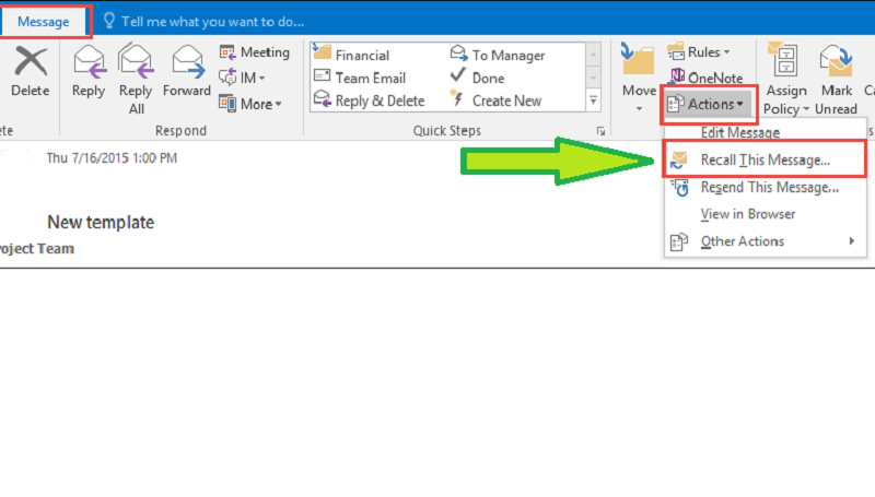 how to recall an email in outlook